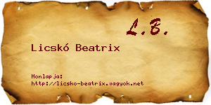 Licskó Beatrix névjegykártya